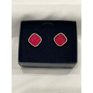 Vintage Lovely Pink Square Studs